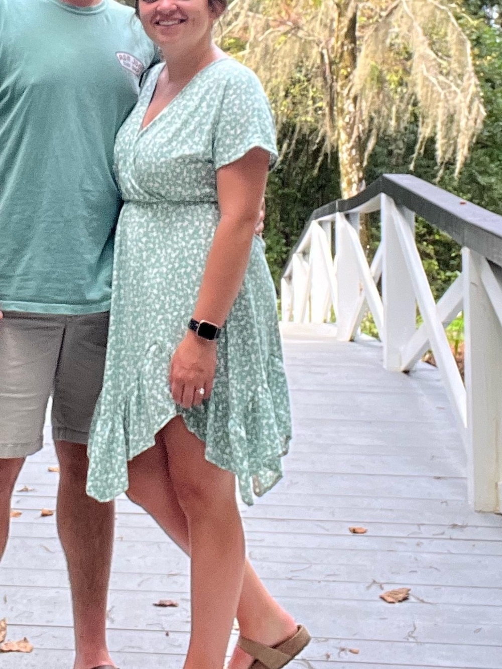Women's Mint Green Floral Wrap Dress